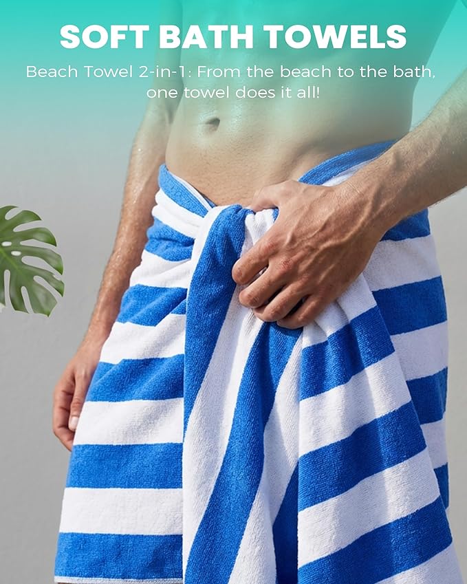Antfuny 6 Packs Oversized 72x40 Inch Stripe Beach Towel Thin Set Extra Large XL Big Clearance Soft Super Pool Travel Bath Swim Camping Accessories Essentials Towels Bulk Men Women Adults Gift