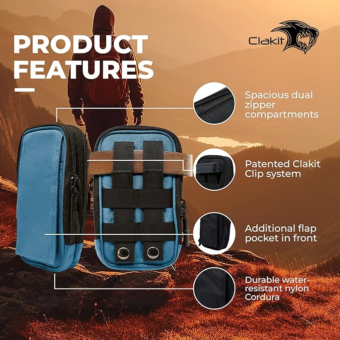StrapPack Two Zipper Clip-On Pouch - Travel Wallet, Backpack Pouch, Passport Holder