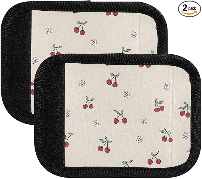 Cherry Flower Cream Luggage Handle Wrap for Suitcase Luggage Tags Handle Covers Identifiers Soft Decorations Travel Accessories 2 Pack