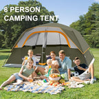 CAMPROS CP Upgraded 6/8 Person Camping Tents, Waterproof Windproof Family Tent with Larger Mesh Windows & Door, Double Layer, Easy Set Up, All-Season Dome Tent with Top Rainfly & Carry Bag