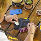 VENTURE 4TH Slim Passport Holder Neck Pouch with RFID Blocking Travel Neck Wallet and Nylon Lining (Black)