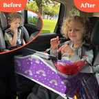 PILLANI Kids Travel Tray for Car - Car Seat Tray for Kids w/ Tablet & Cup Holder - Toddler Travel Activities for Car & Airplane - Road Trip Essentials & Must Haves - Carseat Table Roadtrip Activities