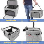 SlowTon Dog Booster Car Seat, Reinforce Metal Frame Safe Pet Car Seat with Seatbelt & Waterproof Pee Pad & Top Cover | Portable Collapsible Puppy Carrier Bag | for Small Medium Dogs Cats up to 15lbs