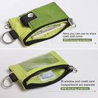 CHENSPRX Minimalist RFID Blocking Small Wallet with ID Window,WaterResistant Zip Id Case Wallet with Lanyard Keychain for Cards,Cash,Travel,Women,Men