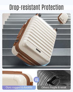LIGHT FLIGHT Luggage Sets, Carry On Luggage 22x14x9 Airline Approved, Carry On Travel Bag Suitcases with Wheels, Expandable Hardside Lightweight Rolling with TSA Lock 2-Piece Set (DB/20),Beige