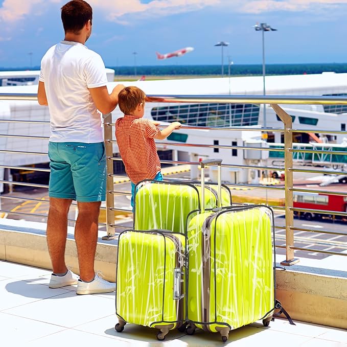 Reginary 8 Pieces Clear Luggage Cover PVC Waterproof Suitcase Cover Protector for Luggage Spinner Wheels Suitcase(18 Inches, 20 Inches, 24 Inches, 28 Inches)