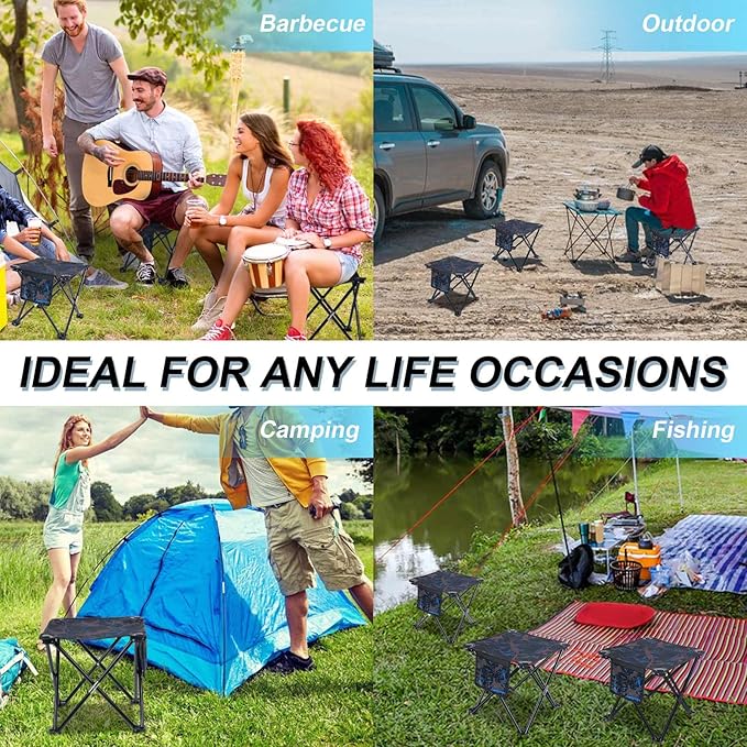 VOLIXOD 2 Pack Folding Portable Camping Stool for Adults, Lightweight Collapsible Stool for Outdoor Footrest Fishing Hiking Gardening and Beach with Carry Bag(400 LBS Capacity)