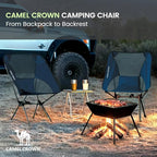 CAMEL CROWN Portable Camping Chair Lightweight Compact Folding Chair Mesh for Outdoor Camp Travel Beach Picnic Festival Hiking Backpacking Navy Blue 2 Pack