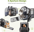Cat Carrier Backpack, Expandable Pet Carrier with Sun Shade & Full Front Opening, Breathable Mesh Backpack for Small Dogs & Medium Cats Up to 18 Lbs, Foldable for Hiking, Camping (Grey)