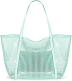 KALIDI Upgrade Version Beach Mesh Tote Bag MAX 27L Large capacity,Shoulder Bag Nylon Hobo Women Casual Foldable Beach Picnic