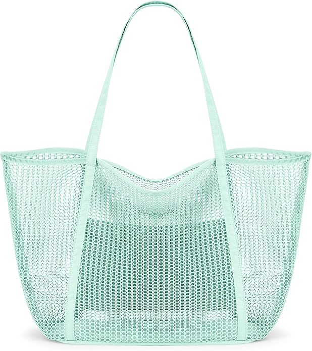 KALIDI Upgrade Version Beach Mesh Tote Bag MAX 27L Large capacity,Shoulder Bag Nylon Hobo Women Casual Foldable Beach Picnic