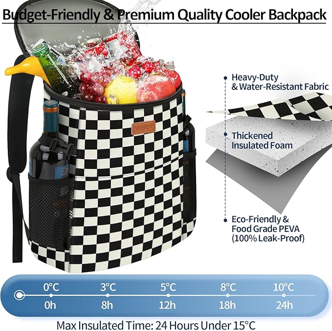 Camping Cooler Backpack 30 45 Cans, Soft Backpack Coolers Insulated Leak Proof Travel Cooler Bag Waterproof Lunch Picnic Beach Work Trip Thermal Bag Drink Beverage Beer Bag Cooler