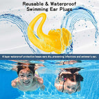 Waterproof Ear Plugs for Swimming Kids - 4 Pairs Reusable Silicone Swimming Ear Plugs for Children Ages 4-14, Keep Ear Water Out, Surfing, Bathing, Water Sports