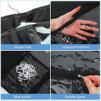 Woanger 6 Pcs Garment Bags for Dance Costumes Clear PVC with Zippers Garment Bag with Pockets Dance Costume Organizer Carrier for Storage Cover for Adult(Black,24'' X 60'')
