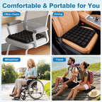 Seat Cushion, Office Chair Cushion with Storage Bag, Travel Seat Cushion for Airplane, Press Type Air Inflatable Airplane Seat Cushions for Plane, Car, Office (Single-Sided Black, Square)