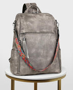 FADEON Leather Laptop Backpack for Women Designer 15.6 inch PU Laptop Bag, Ladies Travel Computer Work Backpack Grey