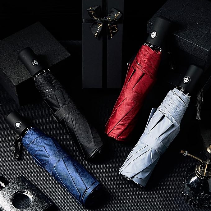 Amylove Windproof Travel Compact Umbrellas Bulk Wind Resistant Folding Auto Open and Close Rain Automatic Travel Collapsible Portable Umbrellas for Men and Women Gifts 4 Colors