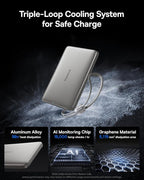 Baseus Picogo Qi2 15W Magsafe Portable Charger, 0.5" Ultra Slim 10000mAh Wireless Power Bank with 27W Built-in USB-C Cable, Magnetic Battery Pack for iPhone 17 Pro Max/17 Pro/Air/16/15/14/13/12