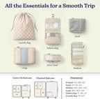 Vandel Space-Saving Compression Packing Cubes for Women with Hanging Toiletry Bag, Laundry Bag, Compressible Carry On Suit Case Organizer Luggage Packing Cubes for Travel Compression Organizer Bags