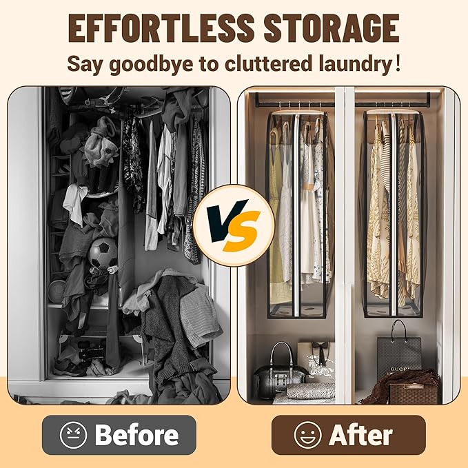 Garment Bags for Hanging Clothes 50” Long, Ultra Clear Suit Bags for Closet Storage, Moving Organization, Travel Covers with 10" Gussets for Coat, Dress, Shirt and Sweater - 2 PCS