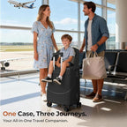 20" Ride-On Luggage with Child Seat, Hardside Carry-On Suitcase with Shockproof 360° Silent Spinner Wheels, TSA Lock, Kids & Adults & Busy Moms