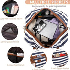 Wogarl 4PCS Weekender Bags for Women Large Overnight Weekend Travel Duffel Carry on Shoulder with Shoe Compartment Canvas Toiletry Bag for Travel Business Gym