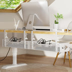 Under Desk Cable Management Tray 2 Pack, No Drill Cable Organizer With Clamp for Standing Desk, Easy to Install Cord Management System, No Damage Wire Organizer