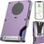 Air Wallet for women, Built-in Tracker Slim Wallet, Smart Wallet with Money Clip, Compatible with FindMy Network(iOS Only), Anti-Theft Card Holder, *Gift for Women (Tracker Wallet, Macaron purple)