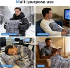 3 in 1 Travel Pillow Blanket Set with Removable Flannel Blanket Throw,Hand Warmer Pockets,Pillow (Color6, 60in*79in)