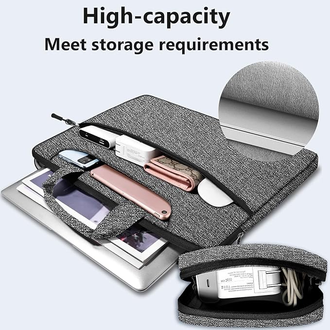 Hseok Laptop Shoulder Bag 13-14 inch Shockproof Water-Resistant HandBag with Small Case Compatible with MacBook Pro/Neo 14" M5/M4/M3/M2/M1, Mac Air/Pro 13.3", XPS 13/14, Most 13"-14" PC,Gray-black