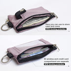 CHENSPRX Minimalist RFID Blocking Small Wallet with ID Window,WaterResistant Zip Id Case Wallet with Lanyard Keychain for Cards,Cash,Travel,Women,Men