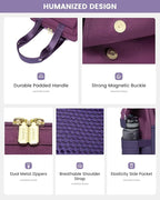 LOVEVOOK Laptop Backpack for Women, 17.7 Inch Work Laptop Bag with USB Port, Fashion Teacher Nurse Backpack Purse, Waterproof Travel Computer Backpack with Organizer Bag, 2pcs, Blue-Purple