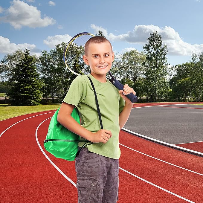 KUUQA 20Pcs Drawstring Backpack Bag Bulk Green Drawstring Bags String Backpack Sport Gym Sack Bags Foldable Storage Bag for Women Men Shopping Gym Travel Sports