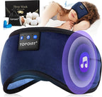 TOPOINT Sleep Headphones, Sleeping Headphones Bluetooth Sleep Mask with Bluetooth Headphones, Aid Sleep Light Blackout Sleeping Eye Mask Headphones for Sleeping Side Sleepers Men Women Girls