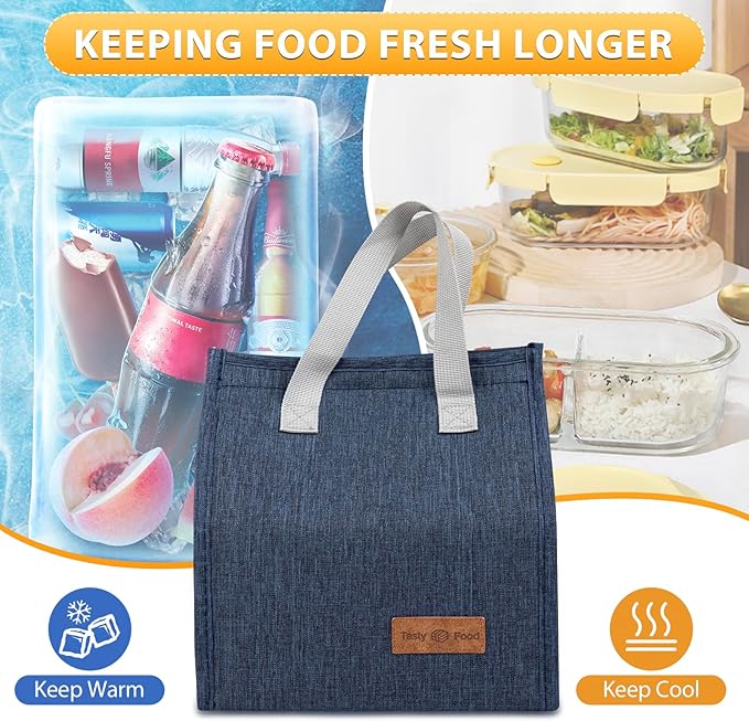 VZZNN 12 Pack Lunch Bags Bulk,Insulated Reusable Lunch Bags with Aluminum for Women Men,Leakproof Tote Large Lunch Box for Office,Work,Beach or Travel(Grey)