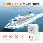 TESSAN USB C Charger Block 20W PD, Fast Charging Adapter with Foldable Plug, 1875W Power Outlet Extender(4 AC and 4 USB) for Cruise, Home, Office, Dorm Room Essentials, Grey