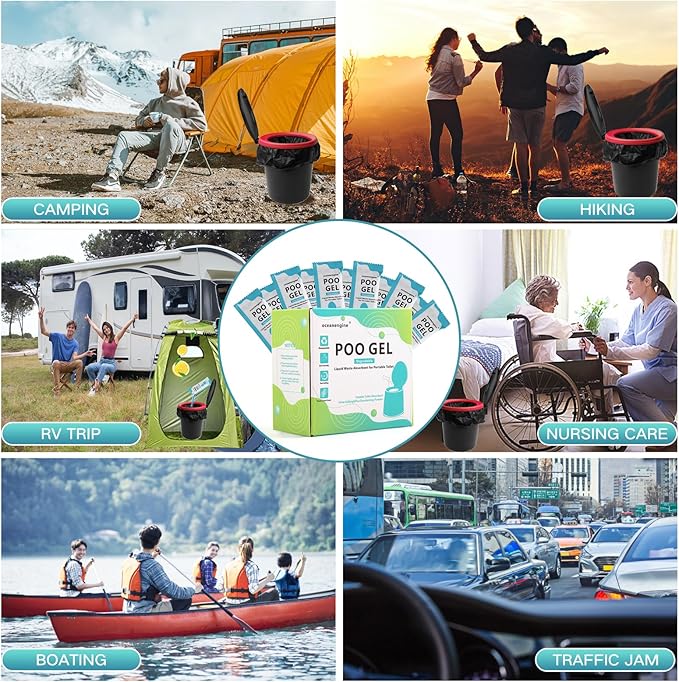 oceanengine Portable Toilet Absorbent Gel, Portable Toilet Powder Poo Urine Powder for Camping Outdoor Hiking