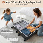 20" Ride-On Luggage with Child Seat, Hardside Carry-On Suitcase with Shockproof 360° Silent Spinner Wheels, TSA Lock, Kids & Adults & Busy Moms
