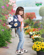 Naturally KIDS 【Upgraded】 Toddler Backpack w Removable Unicorn Toy for Girls Age 2-6 | Side & Inner Pockets, Reflective Logo, Name Tag, Sparkly Denim | Cute Christmas Gifts