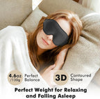 Sleep Eye Mask for Men Women, Weighted Sleeping Mask for Side Sleeper, Travel Blackout Night Blindfold Eye Shade Cover with Adjustable Strap (4.6 oz) (Obsidian)