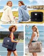 LOVEVOOK Travel Duffel Bag - Versatile Weekender Bag for Women, Puffer Carry On & Overnight Bag for Short Trips, Dark Blue