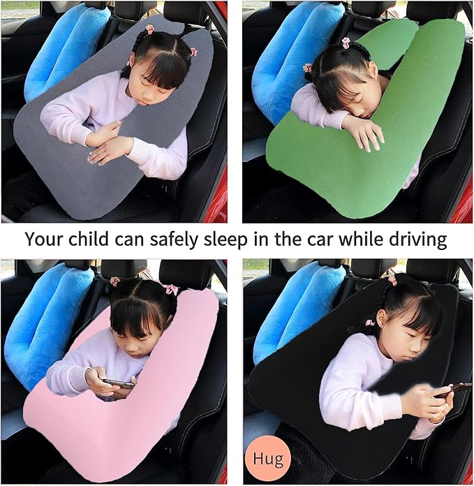 FHSGGP Travel Pillow Car Pillow Kid Car Sleeping The Sleeping Aid for Adults and Kids on Road Trips Sponge Kids Travel Pillow Provides Body and Head Support Sage Green