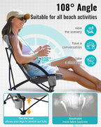 KingCamp Low Beach Chair, High Back Folding Camping Chair for Adults, Oversized Breathable Mesh Seat, 300lbs Heavy Duty Portable Chair with Cup Holder & Storage Pockets for Beach, Outdoor