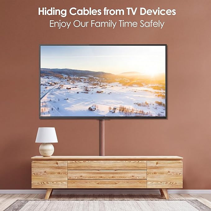 Yecaye TV Cord Hider, 125in Cord Cover, Large Cable Hider, Wire Covers for 4 Cords, Cable Raceway Wire Hider, Wire Hiders for TV on Wall, Cable Cover Cord Concealer, W1.18in H0.6in, Cherry