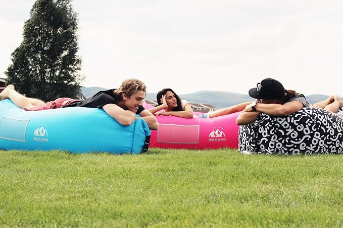 WEKAPO Inflatable Couch Air Lounger Chair - Camping & Beach Accessories, Portable Blow up Sofa for Hiking, Lawn, Indoor/Outdoor Movies & Music Festivals. Lightweight and Easy to Set Up Air Hammock