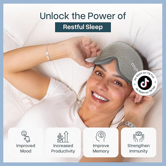 MyHalos® Sleep Mask – 3D Blackout Eye Mask for Women & Men, Side Sleepers, Zero Pressure Memory Foam Eyelash Friendly, Breathable,Award-Winning Sleep Aid for Travel (Grey, 1 Count (Pack of 1))