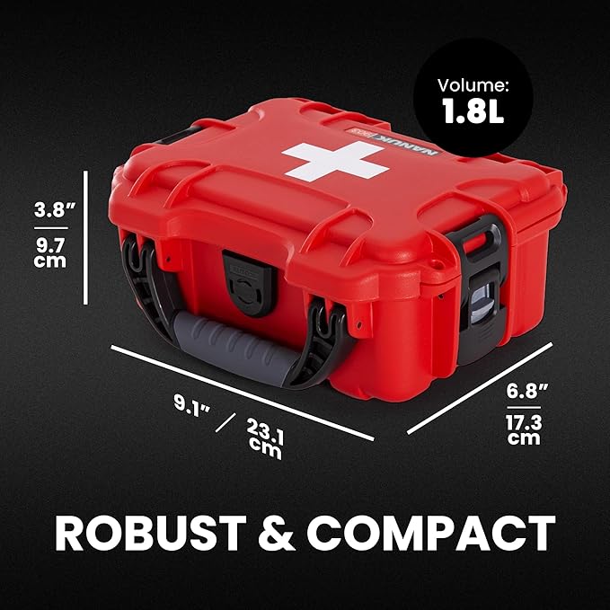 NANUK 903 Waterproof First Aid Box Empty – Durable, Medical First Aid Organizer Case, IP67-Rated, Dustproof, Impact-Resistant, and Floats (7.4" x 4.9" x 3.1") – Red
