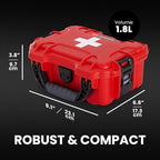 NANUK 903 Waterproof First Aid Box Empty – Durable, Medical First Aid Organizer Case, IP67-Rated, Dustproof, Impact-Resistant, and Floats (7.4" x 4.9" x 3.1") – Red