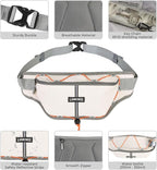 Fanny Pack for Women Men, Water-Resistant Travel Waist Pack with RFID Blocking, Wide Opening Crossbody Belt Bag for Phone, Passport, Small Hip Pack for Running, Hiking, Workout（Off-white）