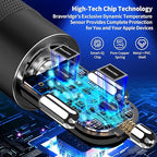 [Apple MFi Certified] iPhone Car Charger Fast Charging, Braveridge 4.8A USB Power Cigarette Lighter Car Carplay Charger Adapter with 6FT Coiled Lightning Cable for iPhone 14 13 12 11 XS XR X 8 SE iPad